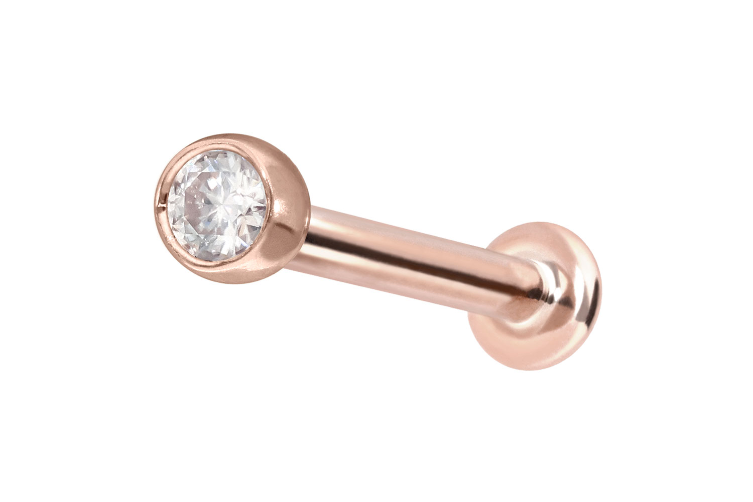 14 Karat Gold Labret Piercing mit Push Fit MOISSANIT